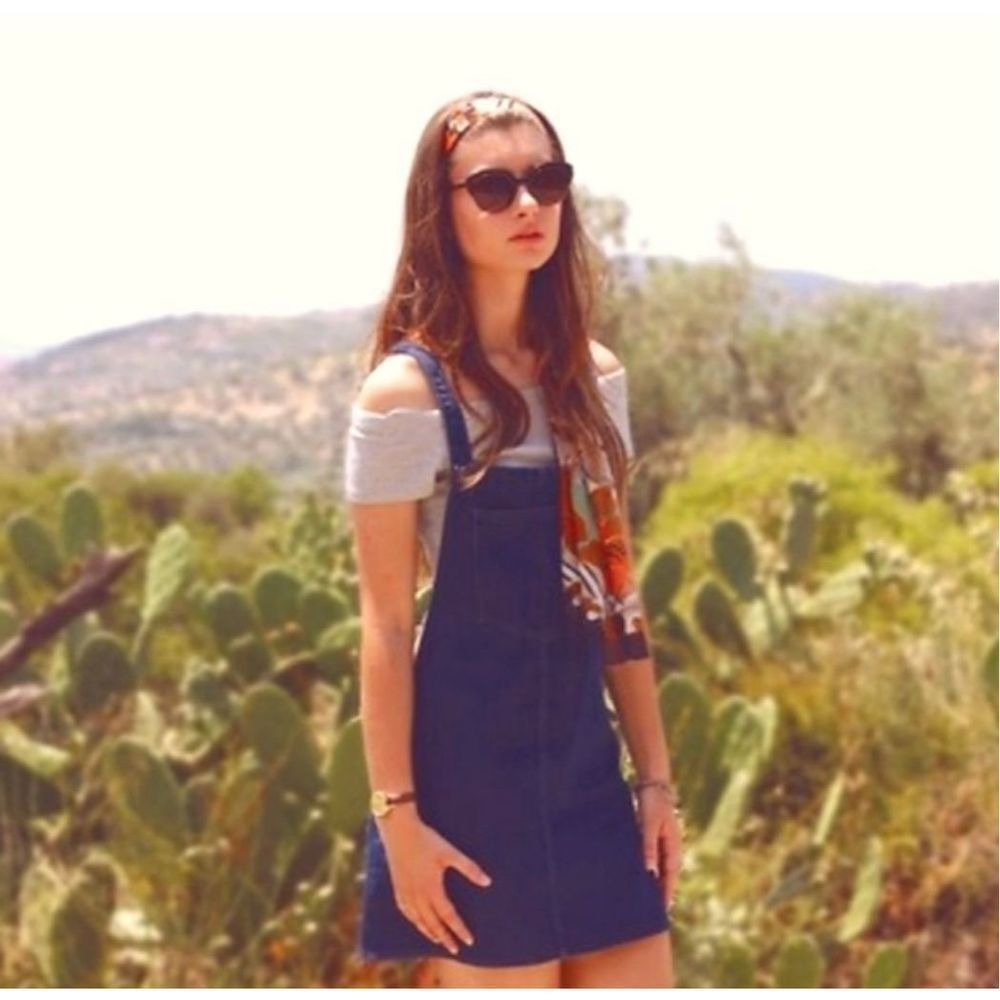 ZARA TRAFALUC VINTAGE DENIM PINAFORE BIB DRESS size M